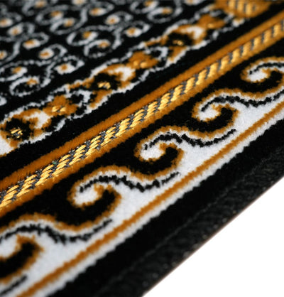 Modefa Black Child Velvet Islamic Prayer Rug - Kaba & Mosque Black