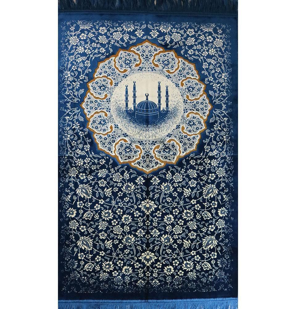 Modefa Blue Ramadan Mubarak Gift Bag Set with Prayer Mat, Prayer Beads, Car Hanger, & Rollerball Perfume - Blue