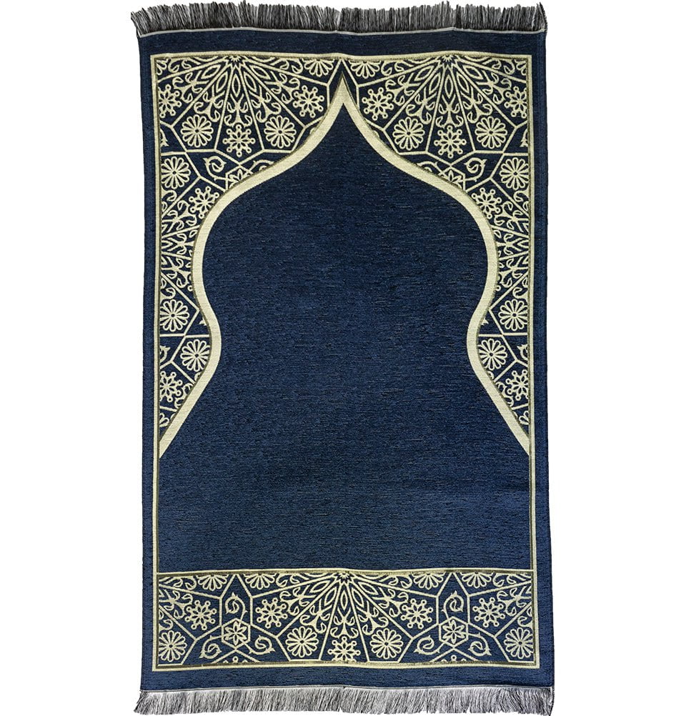 Modefa Book Blue Gift Set - Prayer Rug, Dua Book and Prayer Beads in Satin Bag - Blue