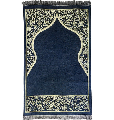 Modefa Book Blue Gift Set - Prayer Rug, Dua Book and Prayer Beads in Satin Bag - Blue