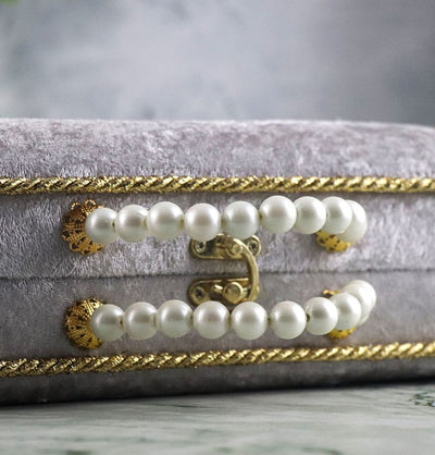 Modefa Book Grey Luxury Pearl Islamic Gift Set - Velvet Box with Quran, Hijab, Tesbih, & Bookmark Grey