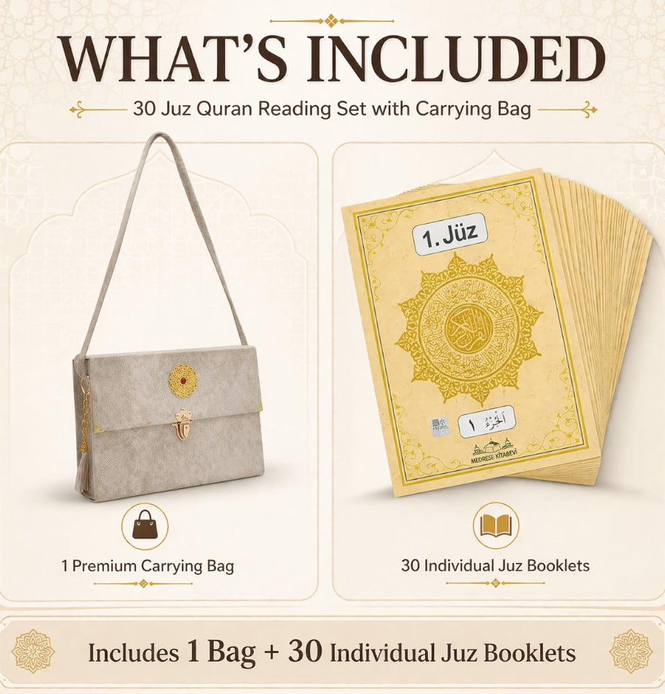 Luxury 30 Juz Quran Set with Shoulder Bag - Beige