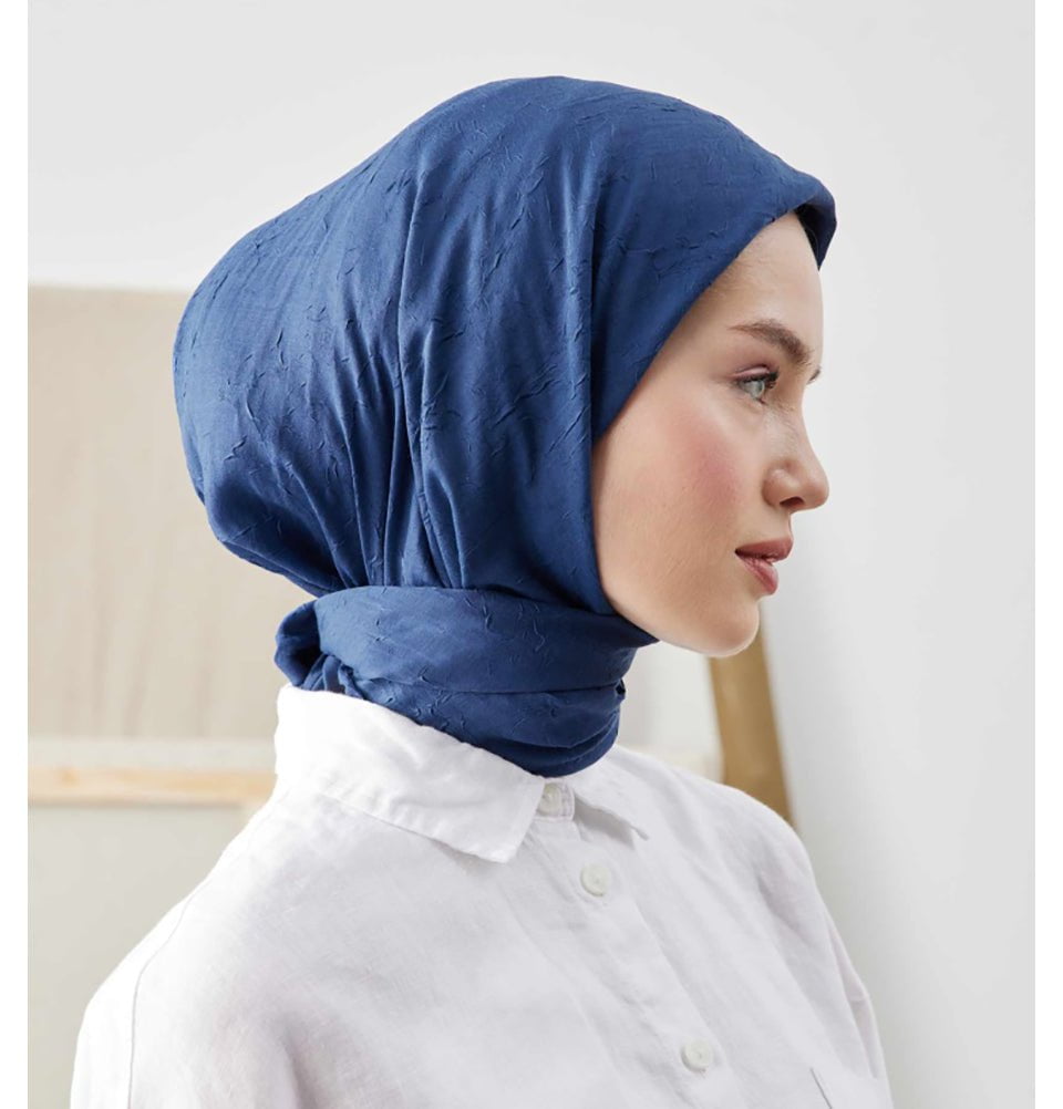 Modefa Dark Blue Bamboo Viscose Square Summer Hijab - Dark Blue