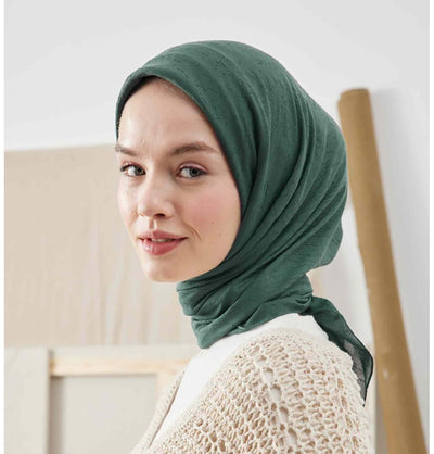 Modefa Dark Teal Green Bamboo Viscose Square Summer Hijab - Dark Teal Green