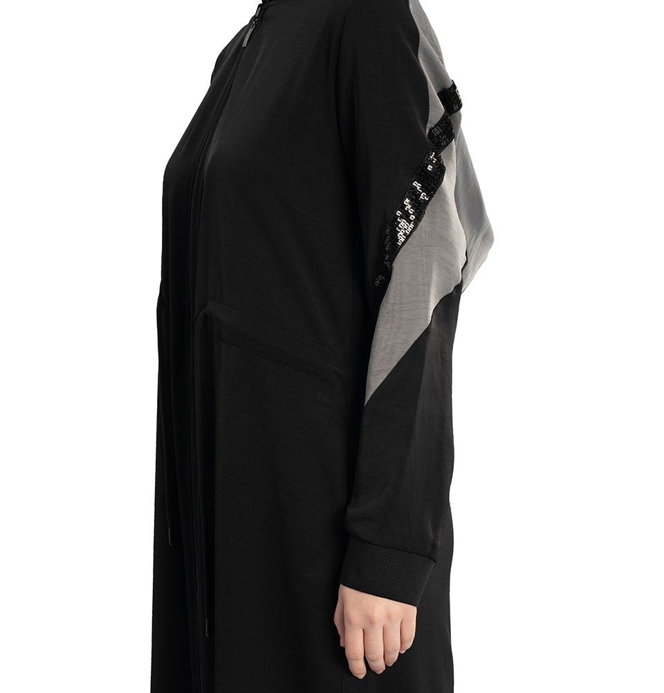 Modefa Dress 286 Hoodie Abaya Grey