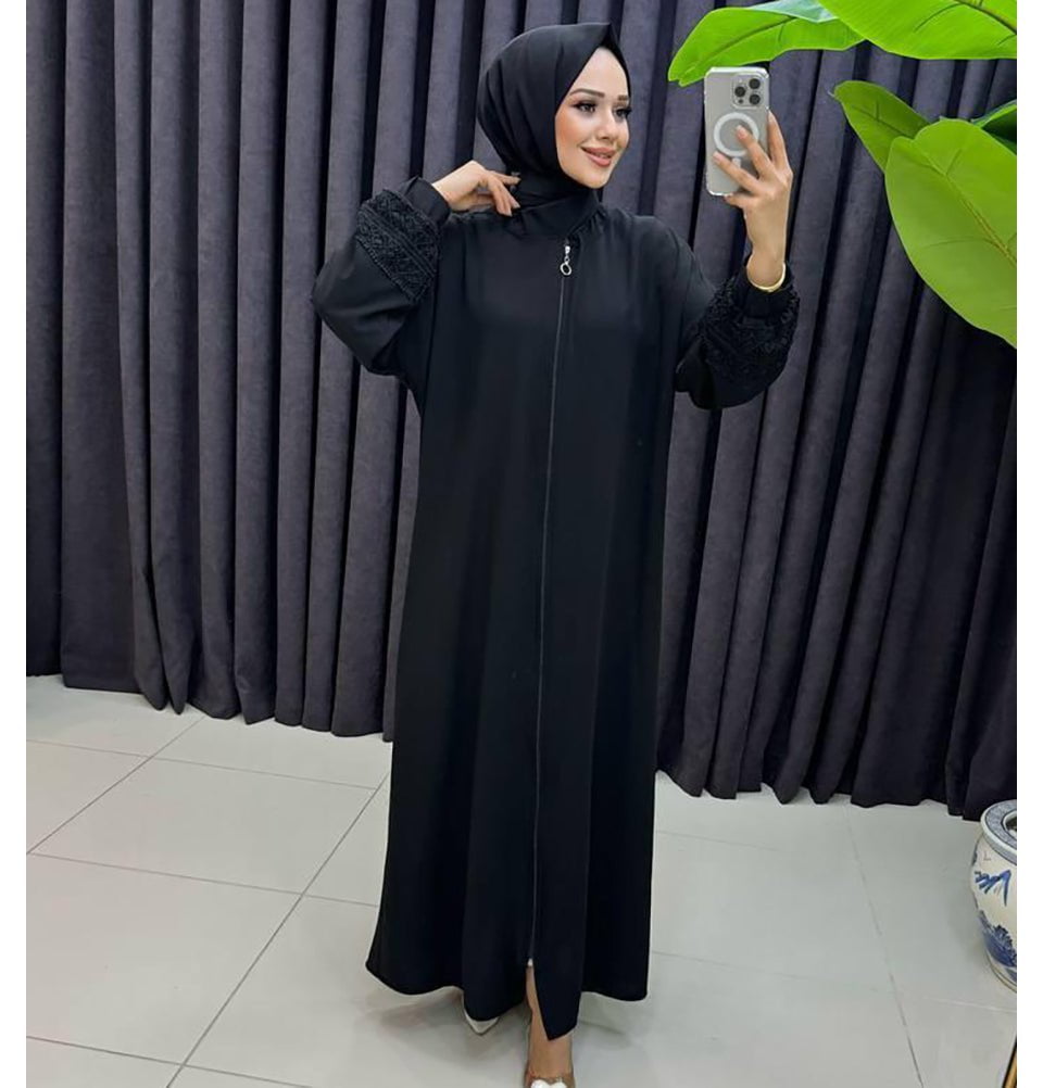 Modefa Dress Islamic Women's Prayer Dress With Attached Hijab - Black