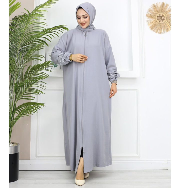 FPOVFPO Women's Solid Abaya Prayer Dress | Long Islamic Maxi Kaftan With Hood For Ramadan & Prayer - View #11