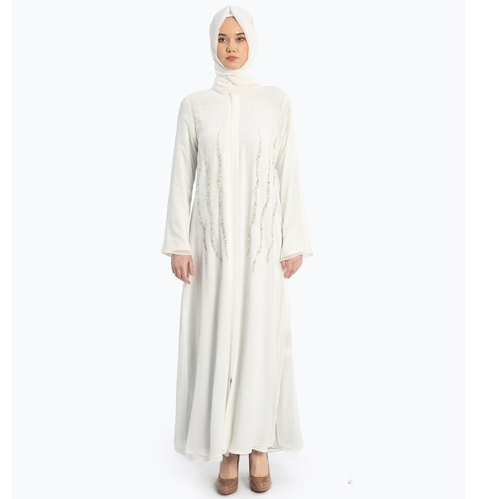 Modefa Dress Large Wavy Abaya 255 White