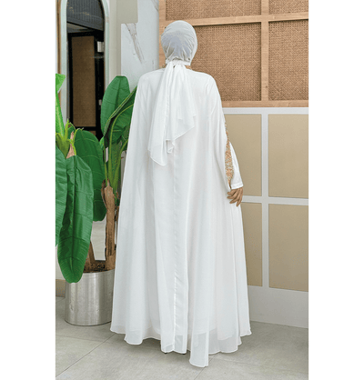 Modefa Dress Modern Muslim Woman's One Piece Butterfly Abaya - 3875 - White