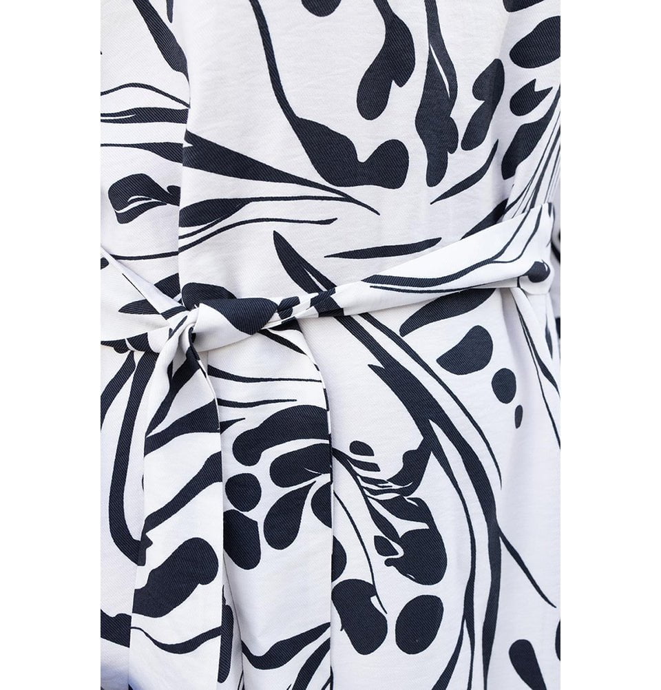 Modefa Dress Modern Muslim Women's Abstract Branch Maxi Dress - M60185 Stone with Black