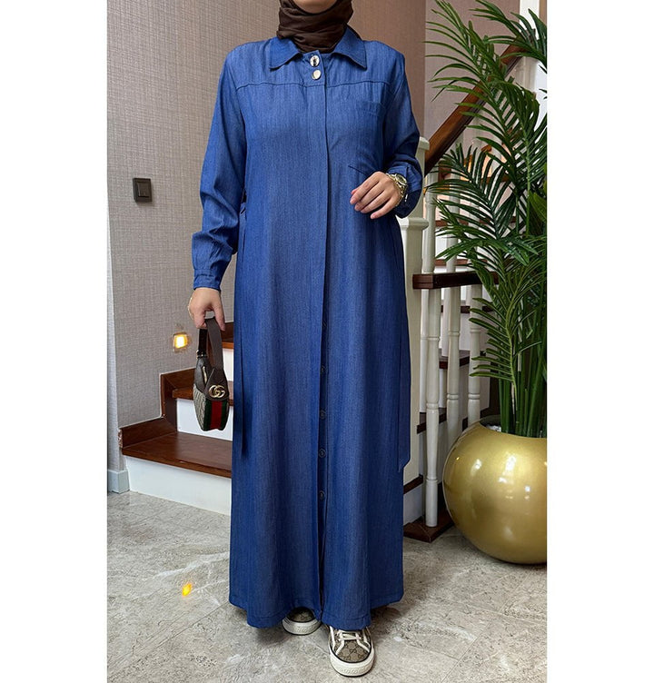 Modern Muslim Women's Relaxed Denim Maxi Dress Modern Muslim Women's Relaxed Denim Maxi Dress