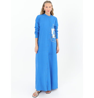 Modefa Dress Modern Muslim Women's Sporty Bomber Dress - 12533 Blue