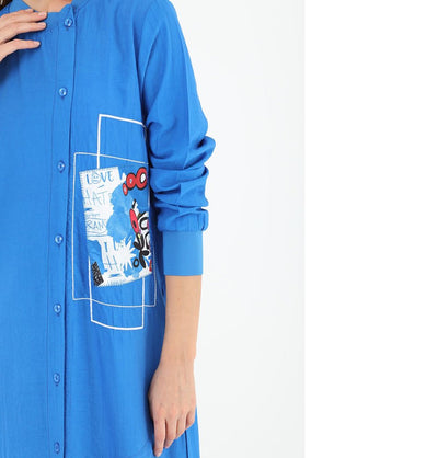 Modefa Dress Modern Muslim Women's Sporty Bomber Dress - 12533 Blue