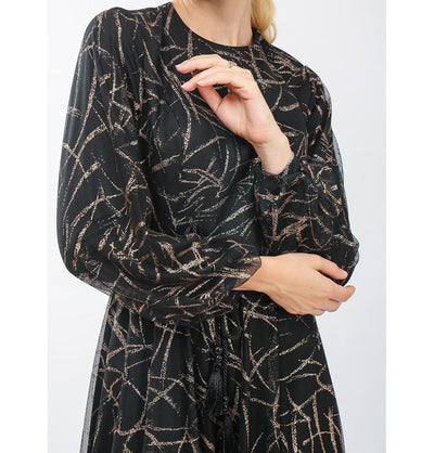 Modefa Dress Modest Formal Abstract Dress 70072 Gold