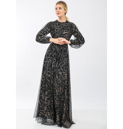 Modefa Dress Modest Formal Abstract Dress 70072 Gold