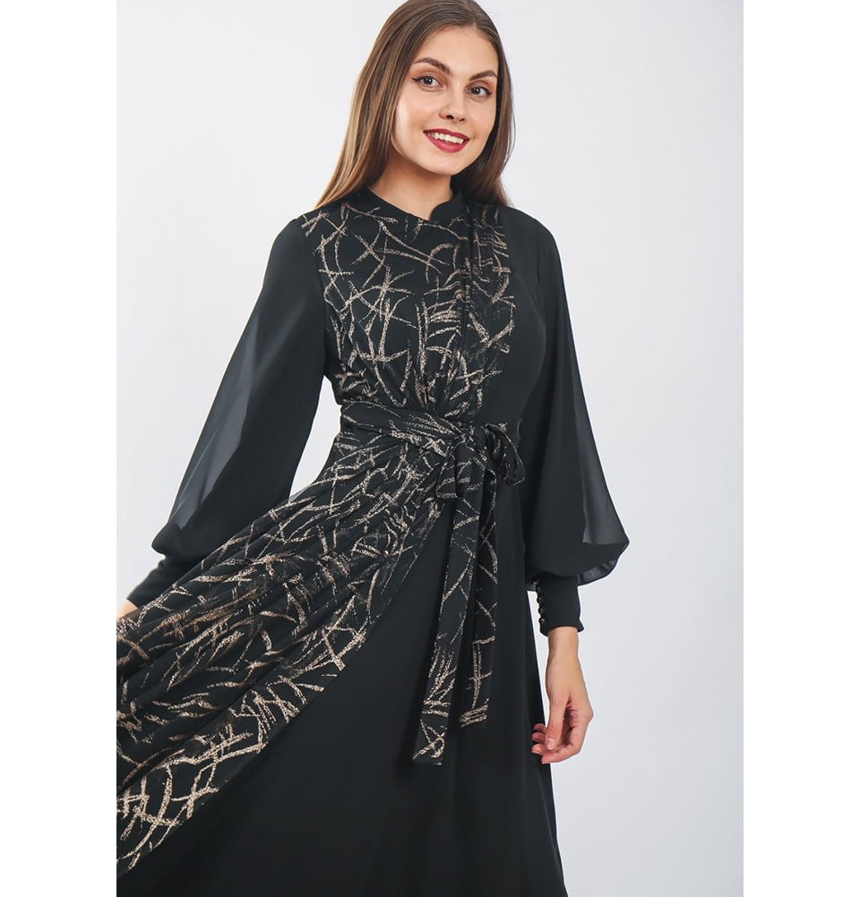 Modefa Dress Modest Formal Abstract Dress G470 Gold