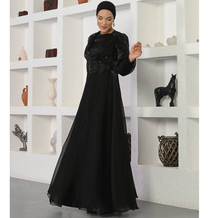 Modest Formal Embellished Dress G489 Black Modest Formal Embellished Dress G489 Black
