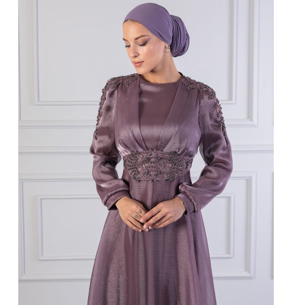 Modest Formal Embellished Dress G489 Lilac