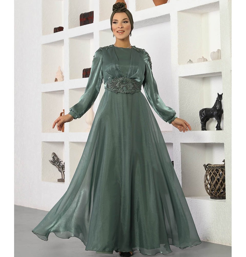 Modest Formal Embellished Dress G489 Mint Modest Formal Embellished Dress G489 Mint