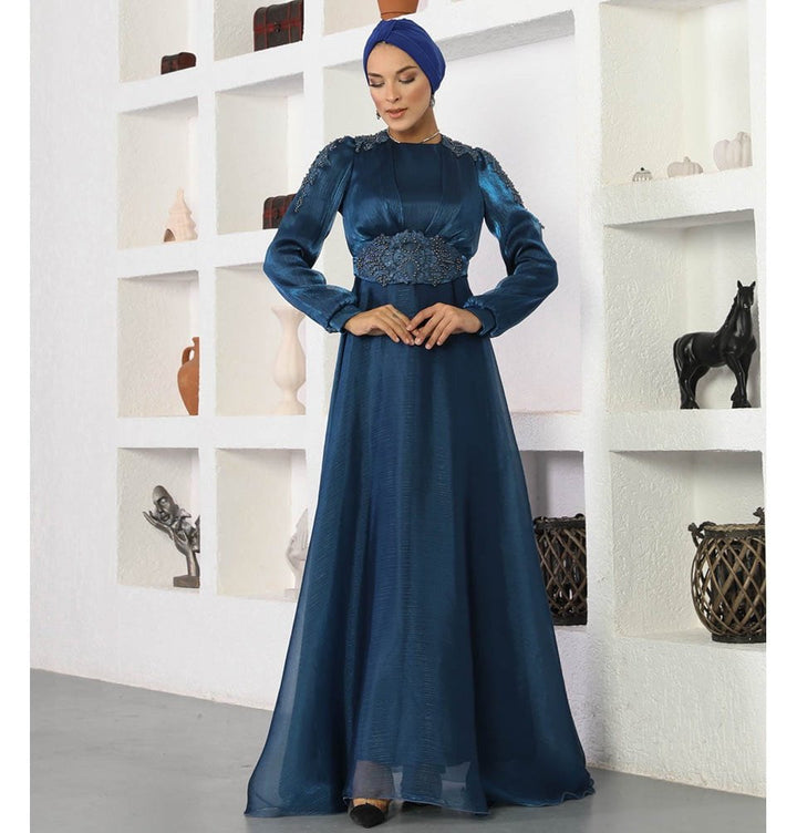Modest Formal Embellished Dress G489 Navy Blue Modest Formal Embellished Dress G489 Navy Blue