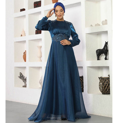Modefa Dress Modest Formal Embellished Dress G489 Navy Blue
