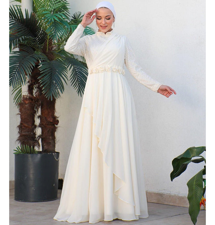 Modest Formal Rose Dress G584 Ivory Modest Formal Rose Dress G584 Ivory