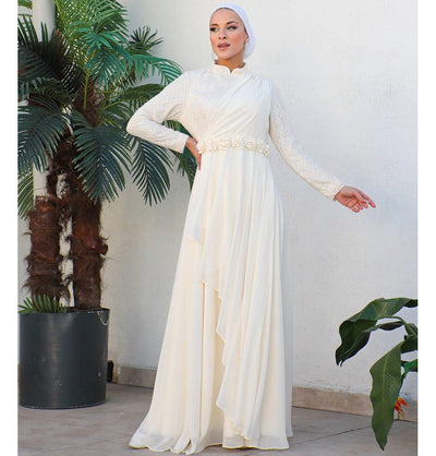 Modefa Dress Modest Formal Rose Dress G584 Ivory