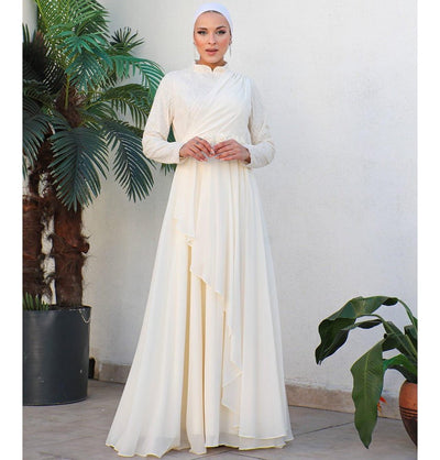 Modefa Dress Modest Formal Rose Dress G584 Ivory