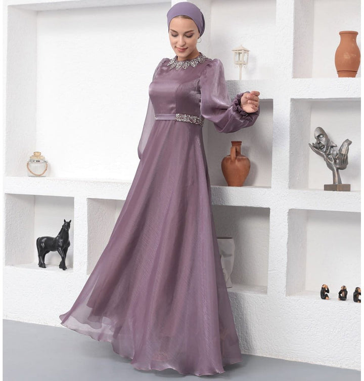 Modest Formal Satin Dress G531 Lilac Modest Formal Satin Dress G531 Lilac