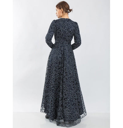 Modefa Dress Modest Formal Vine Dress G481 Navy Blue