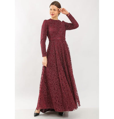 Modefa Dress Modest Formal Vine Dress G481 Red