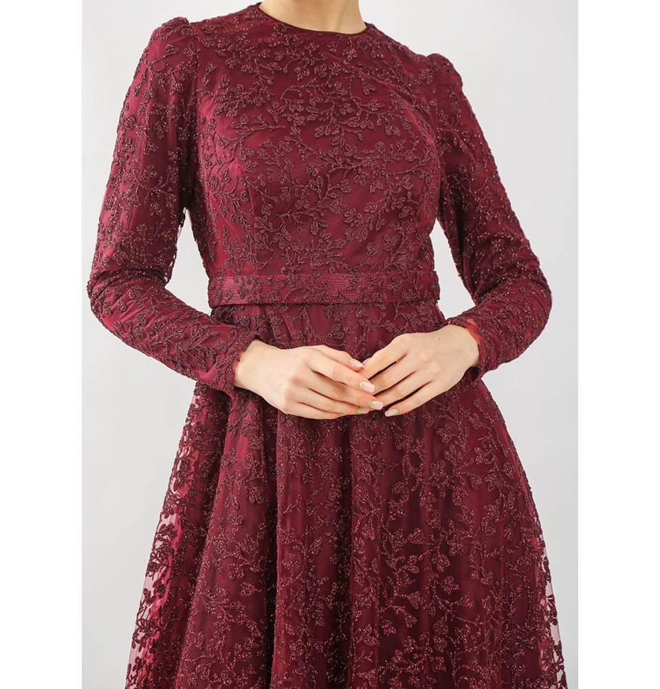 Modefa Dress Modest Formal Vine Dress G481 Red