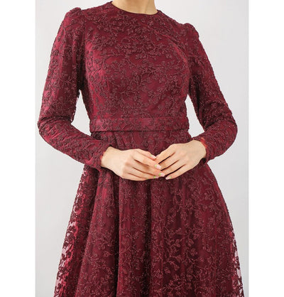 Modefa Dress Modest Formal Vine Dress G481 Red