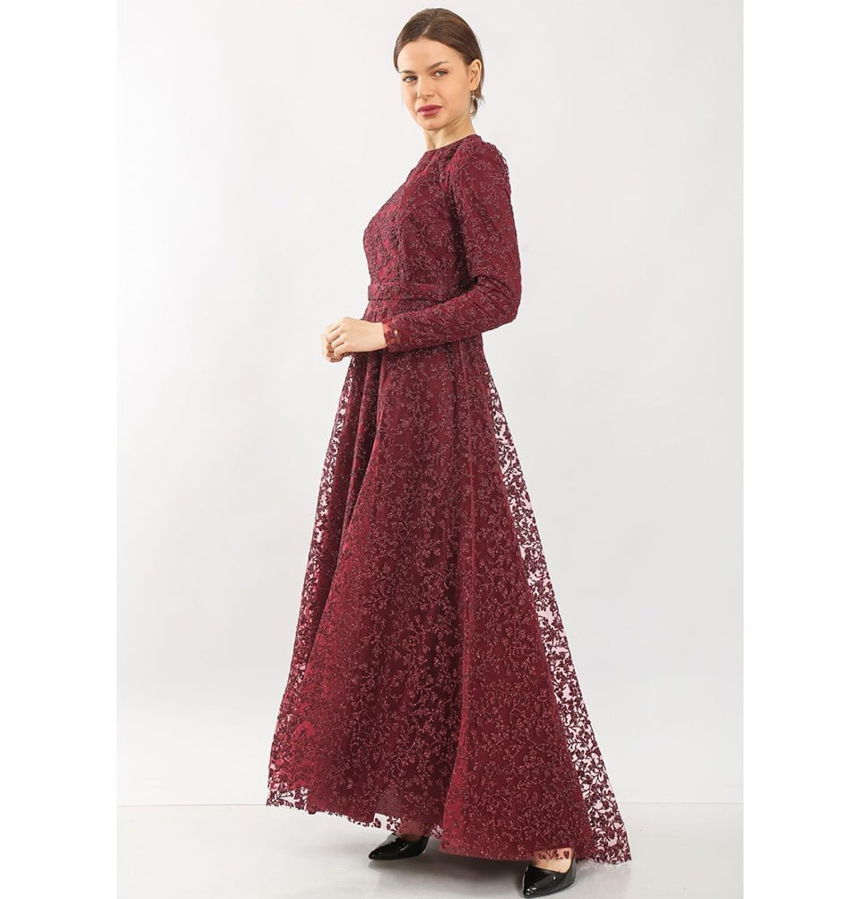 Modest Formal Vine Dress G481 Red Modest Formal Vine Dress G481 Red