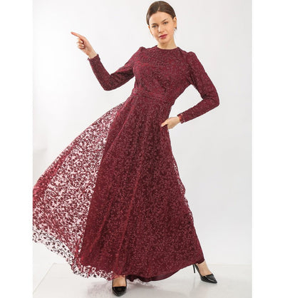 Modefa Dress Modest Formal Vine Dress G481 Red