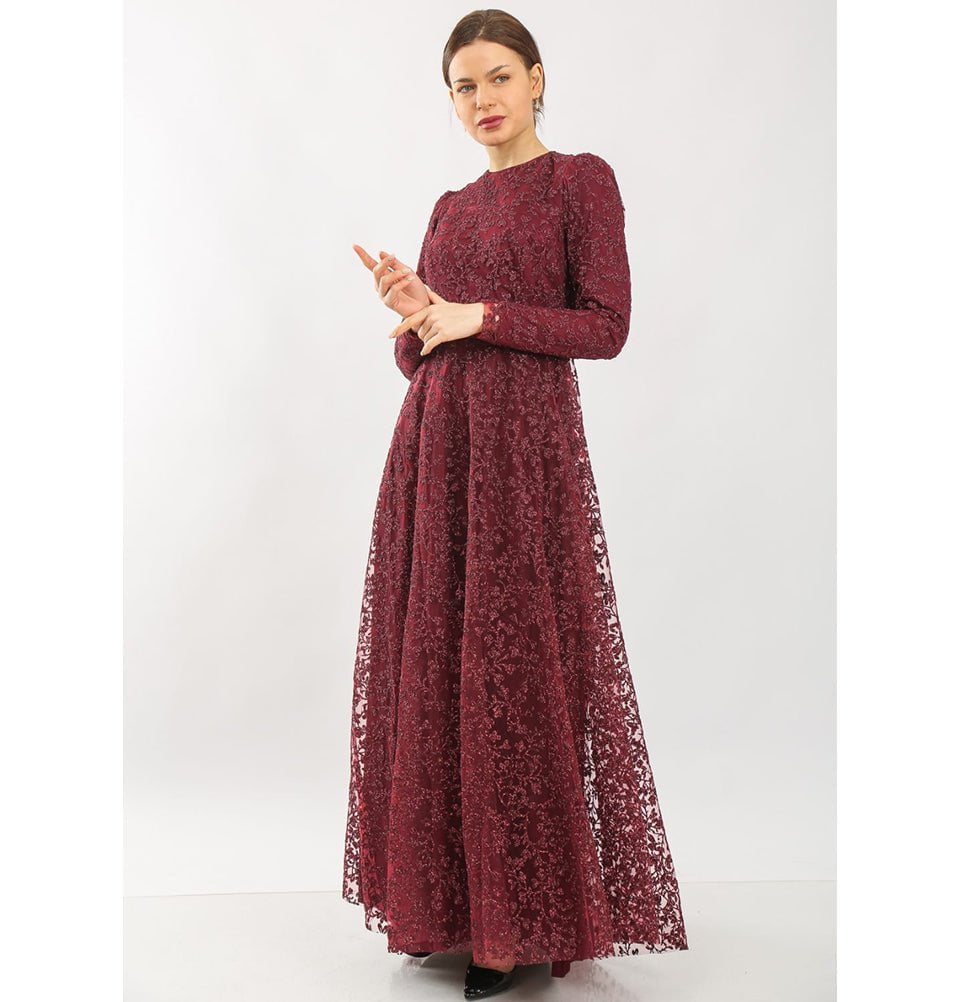 Modest Formal Vine Dress G481 Red Modest Formal Vine Dress G481 Red
