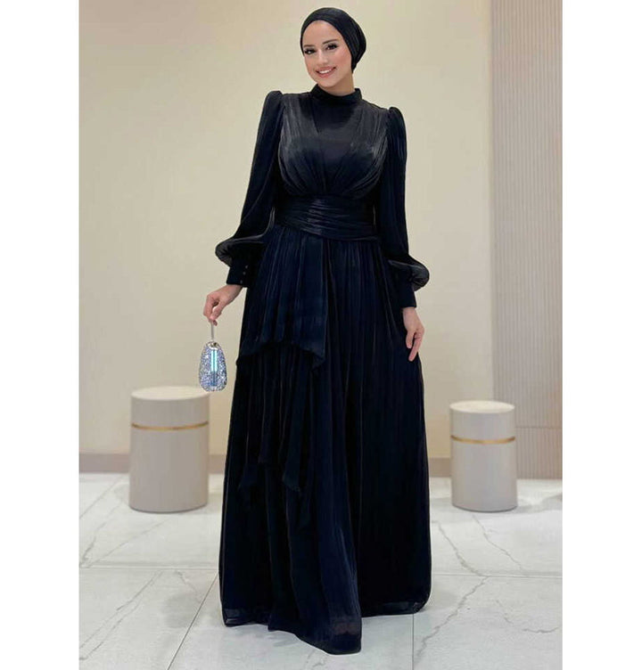 muslim basic long sleeve dress Modest Woman's Lumina Gown Feel regal and fancy Color:Navy Leather baby_pink_corset Yeaiivve Summer Dresses for