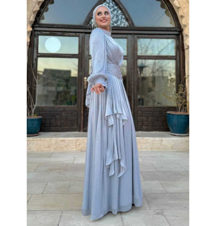 modest designer dresses Muslim Woman's Lumina Gown this dress have attached holywood_baby_gown Bottom Size:32x34 Teri Jon Stretch Shimmer