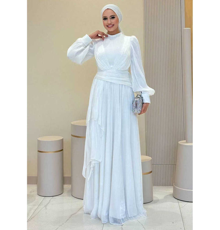 white muslim dress Modest Muslim Woman's Lumina Gown