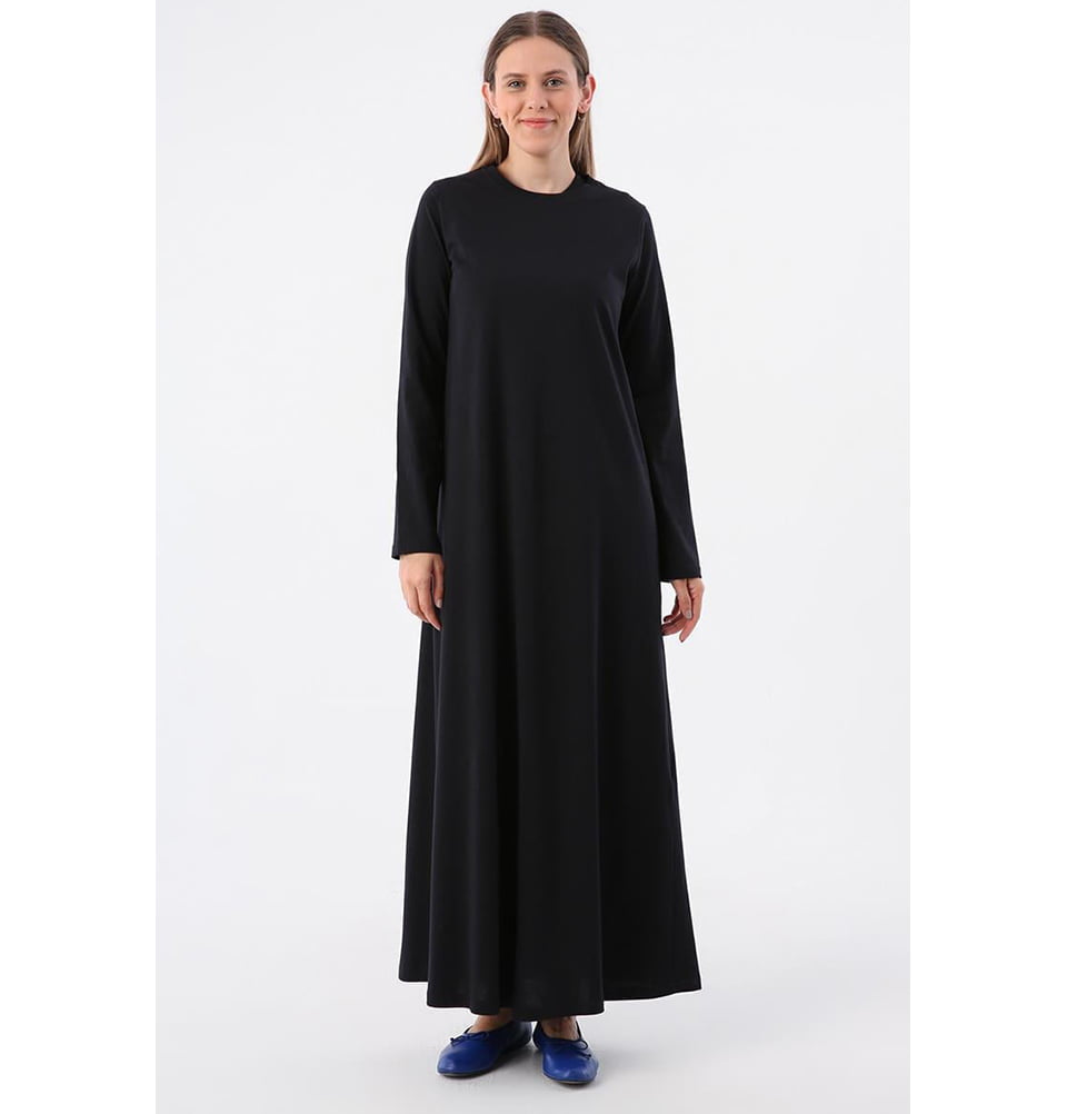 Women's Basic Long Sleeve Cotton Dress - 60022 Black Women's Basic Long Sleeve Cotton Dress - 60022 Black