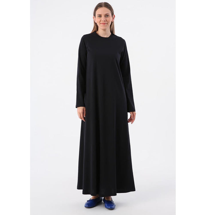 plain black long sleeve dress Long Sleeve Jersey Gown With Beaded Cuff Sleeves