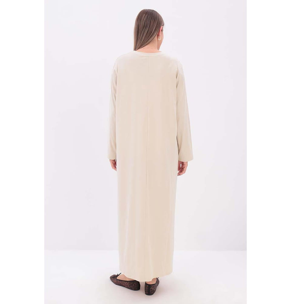 Modest Muslim Women's Basic Long Sleeve Cotton Dress