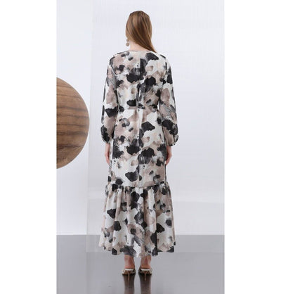 Modefa Dress Modest Muslim Women's Floral Elegance Maxi Dress - Black
