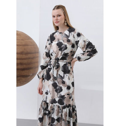 Modefa Dress Modest Muslim Women's Floral Elegance Maxi Dress - Black