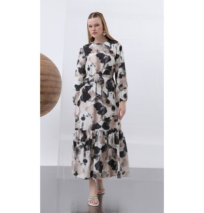 Modefa Dress Modest Muslim Women's Floral Elegance Maxi Dress - Black