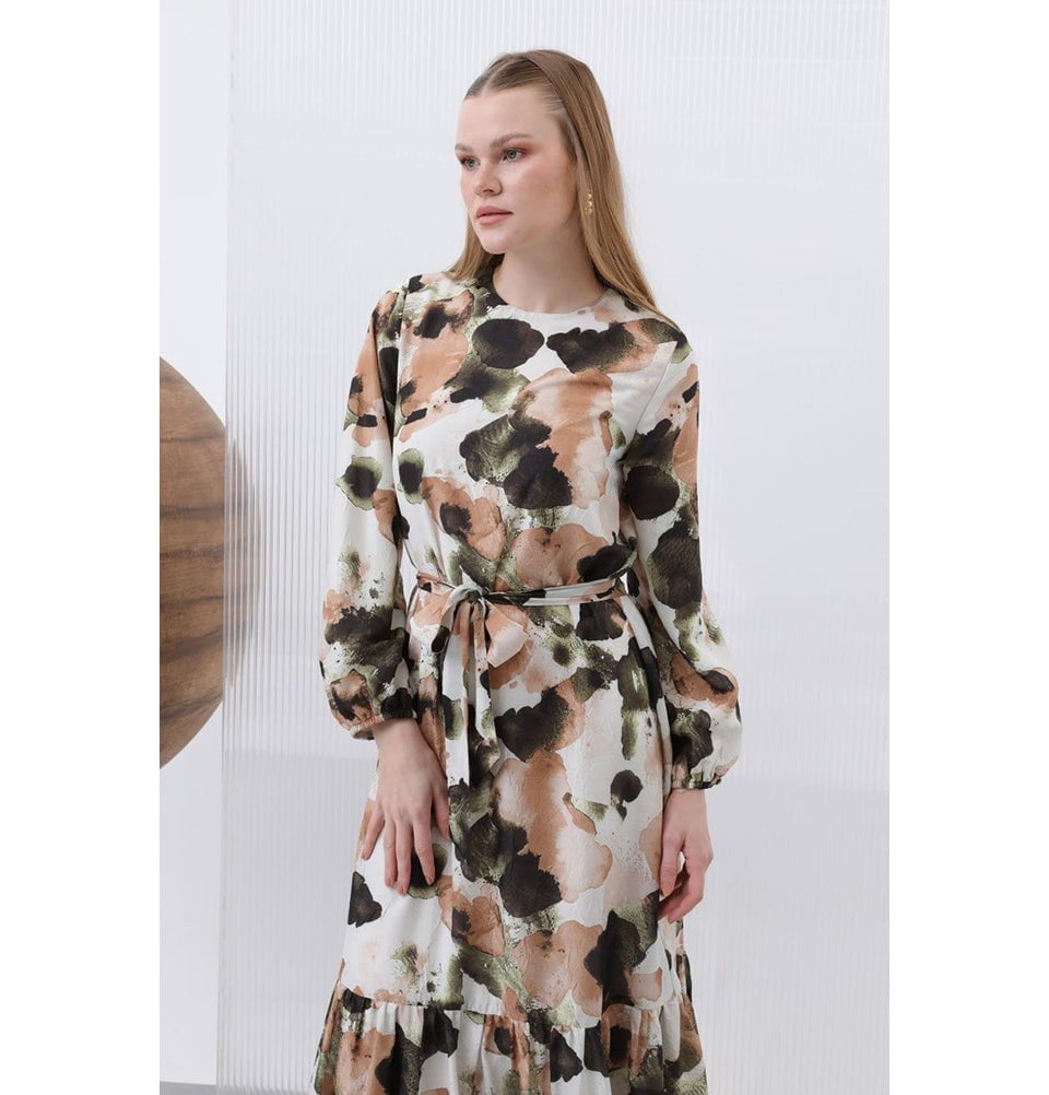 Modefa Dress Modest Muslim Women's Floral Elegance Maxi Dress - Green
