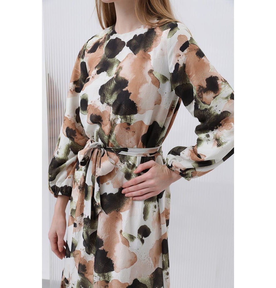 Modefa Dress Modest Muslim Women's Floral Elegance Maxi Dress - Green