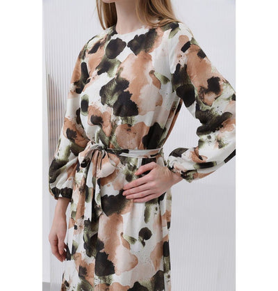 Modefa Dress Modest Muslim Women's Floral Elegance Maxi Dress - Green