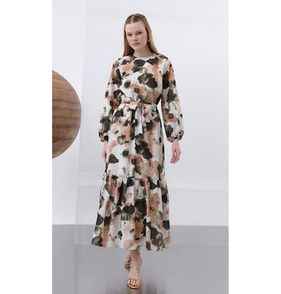 Modefa Dress Modest Muslim Women's Floral Elegance Maxi Dress - Green