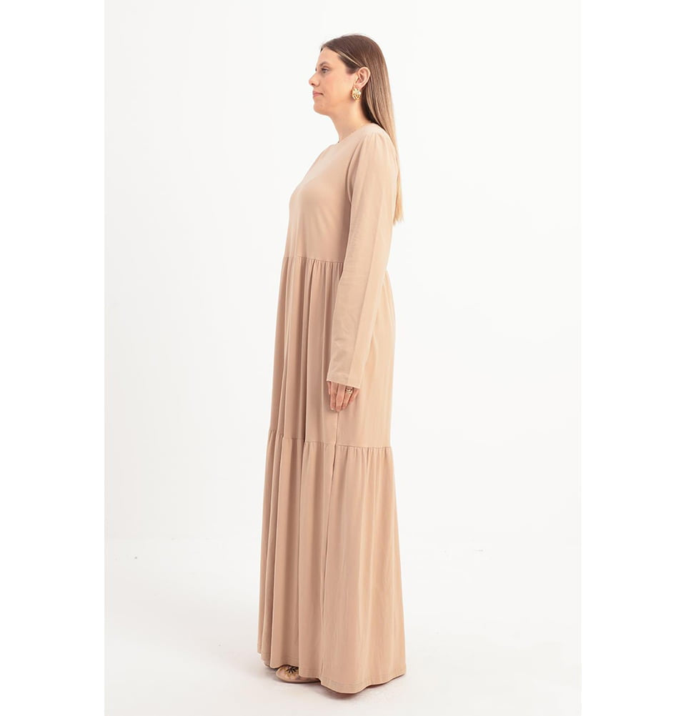 camel colored maxi dress Ilonna Camel Brown Maxi – Simple Long Frock Design in Plain Style –  Athenapparels